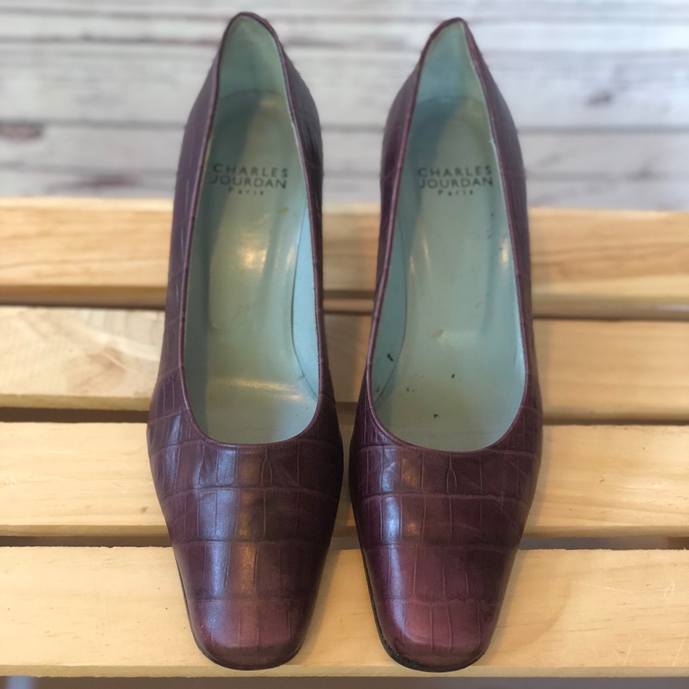 Charles Jourdan Paris Crocodile Embossed Heels